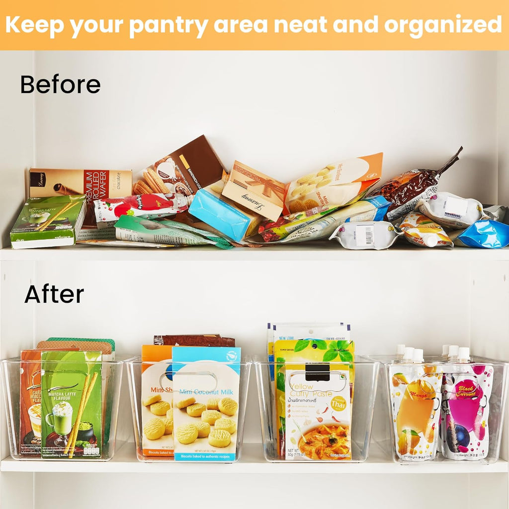 Clear pantry storage bins with handles, 6-pack – view 3