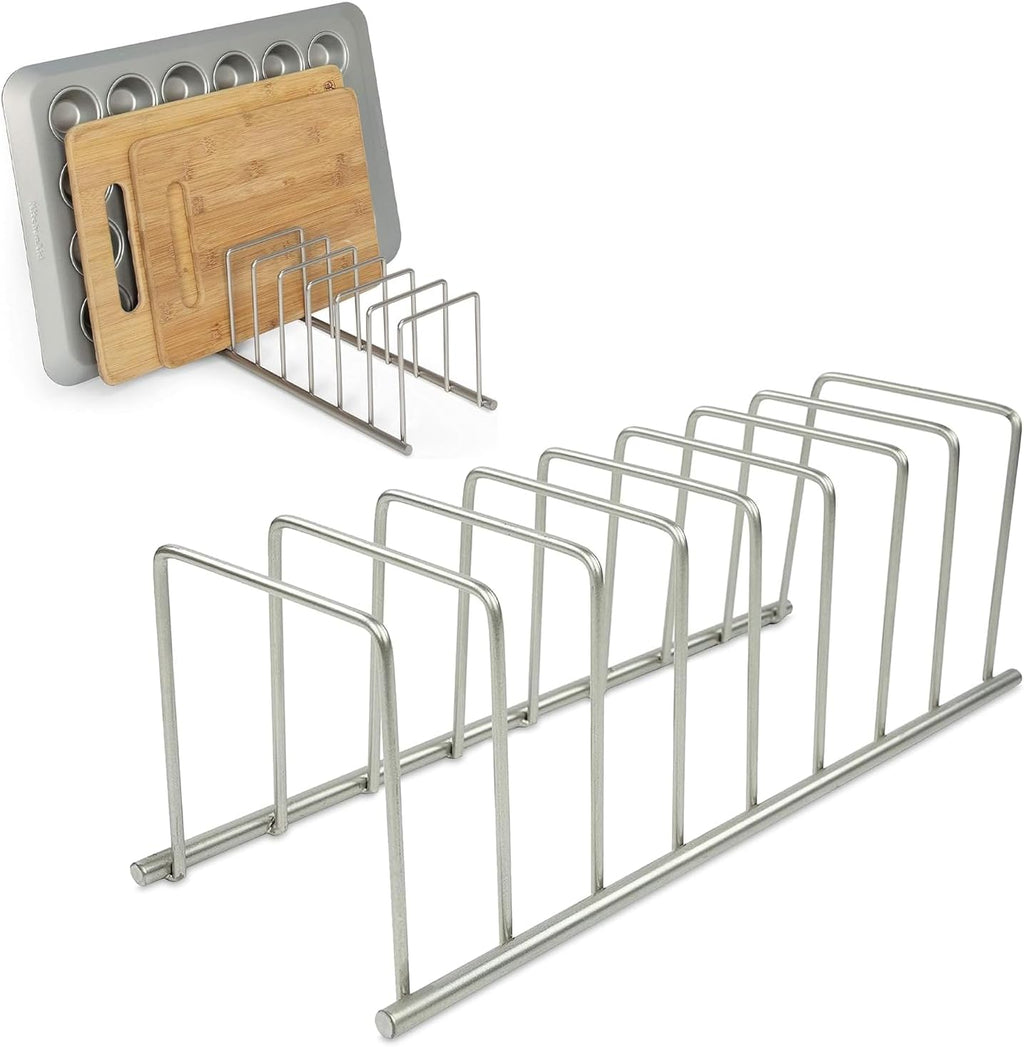 Spectrum Euro Cutting Board Holder and Bakeware Organizer, Satin Nickel
