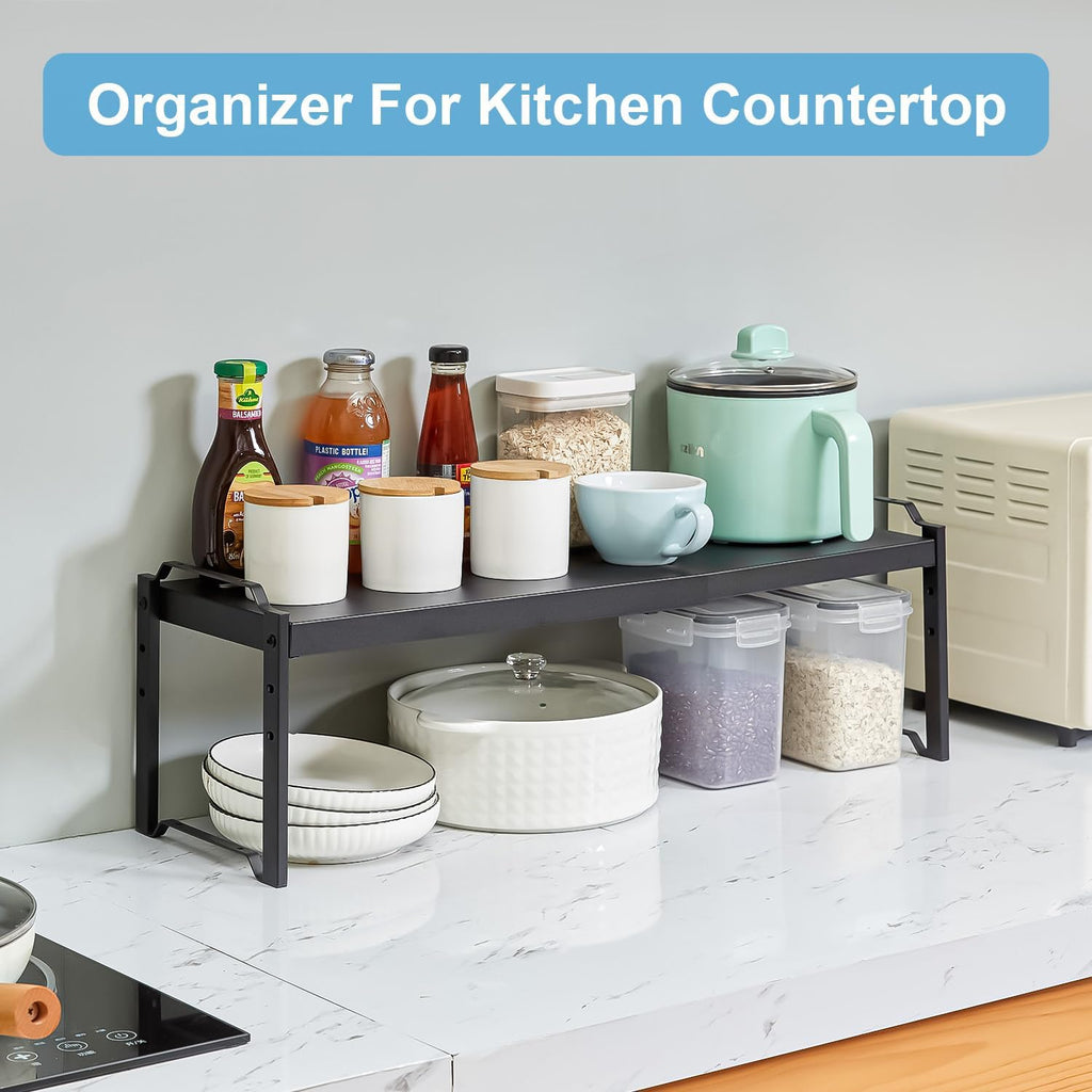 Expandable stackable cabinet shelves, 2-pack, black – view 6