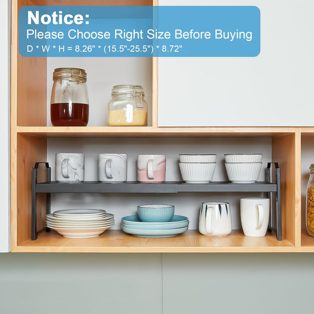 Expandable stackable cabinet shelves, 2-pack, black – view 5