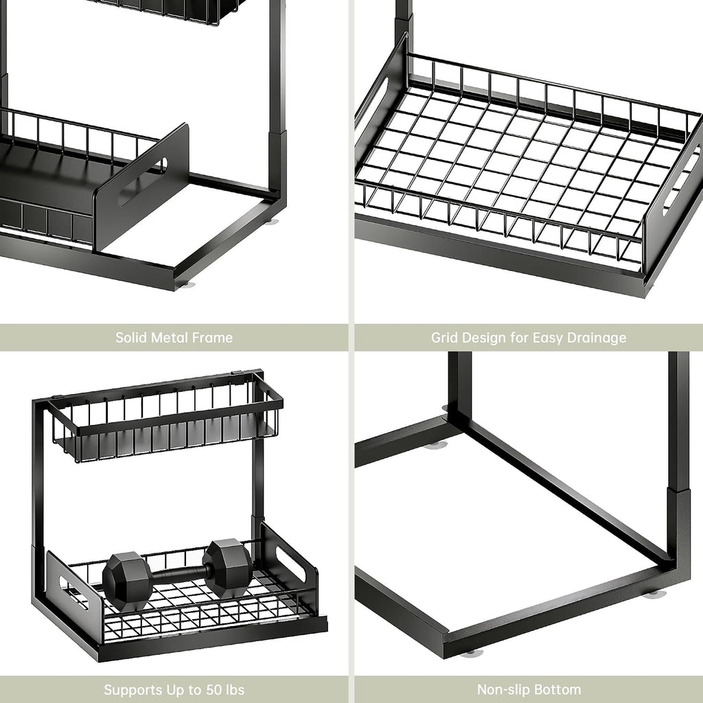 Slide-out under sink organizer, 2-pack, black – view 6