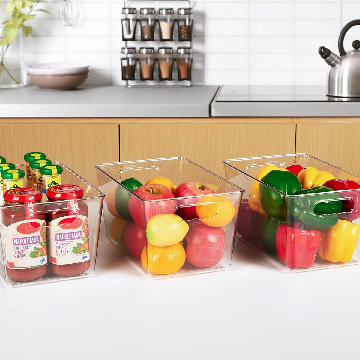 Clear pantry storage bins with handles, 6-pack – view 8