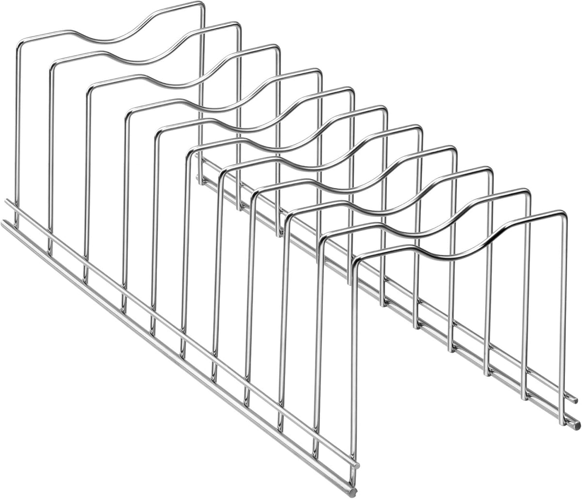 Pot Pan Lid Holder Rack Organizer, Kitchen Dish Plate Storage Organizer Drying Rack, Bakeware Pot Lid Rack Holder Organizer, Pantry and Cabinet Holder,Set of 2