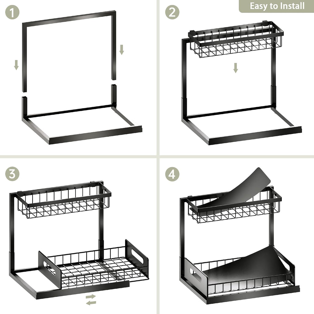 Slide-out under sink organizer, 2-pack, black – view 7