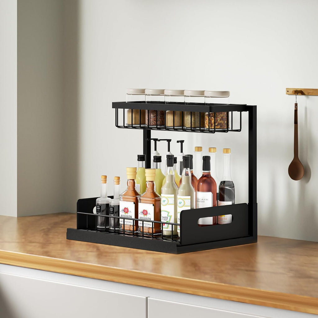 Slide-out under sink organizer, 2-pack, black – view 5