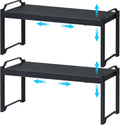 Expandable stackable cabinet shelves, 2-pack, black – view 1
