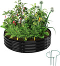 Galvanized Metal Planter round Raised Garden Bed Kit for Gardening Outdoor，2X2X1Ft Grow Garden Box Raised Flower Bed，Round Galvanized Planter Outdoor Metal Fire Pit Ring Black