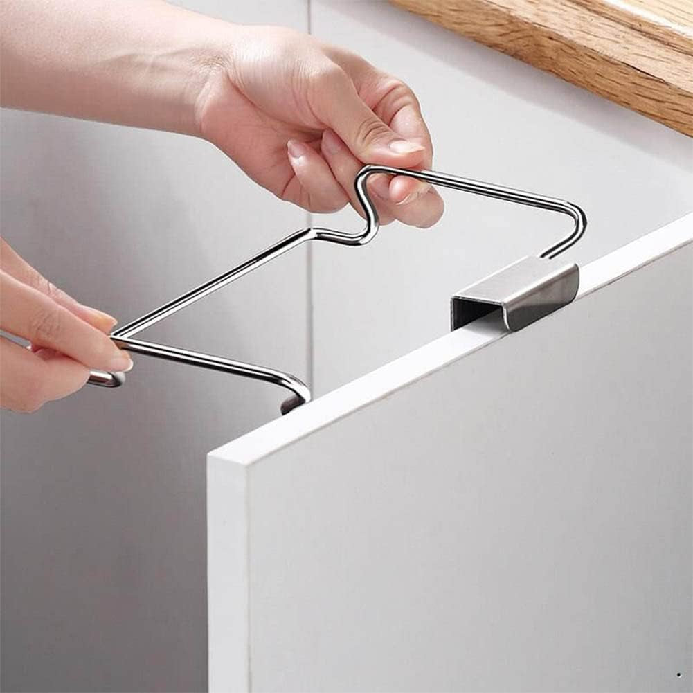 Stainless steel cabinet door trash bag holder – view 4