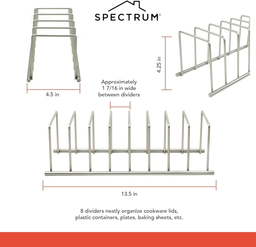 Spectrum Euro Cutting Board Holder and Bakeware Organizer, Satin Nickel