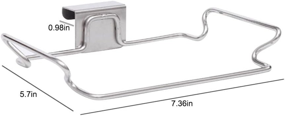 Hanging Garbage Bags Storage Organizer Rack Stainless Steel Trash Bag Holder Towel Gloves Hanger for Kitchen Cabinet Cupboard Drawer Back Door Hangers