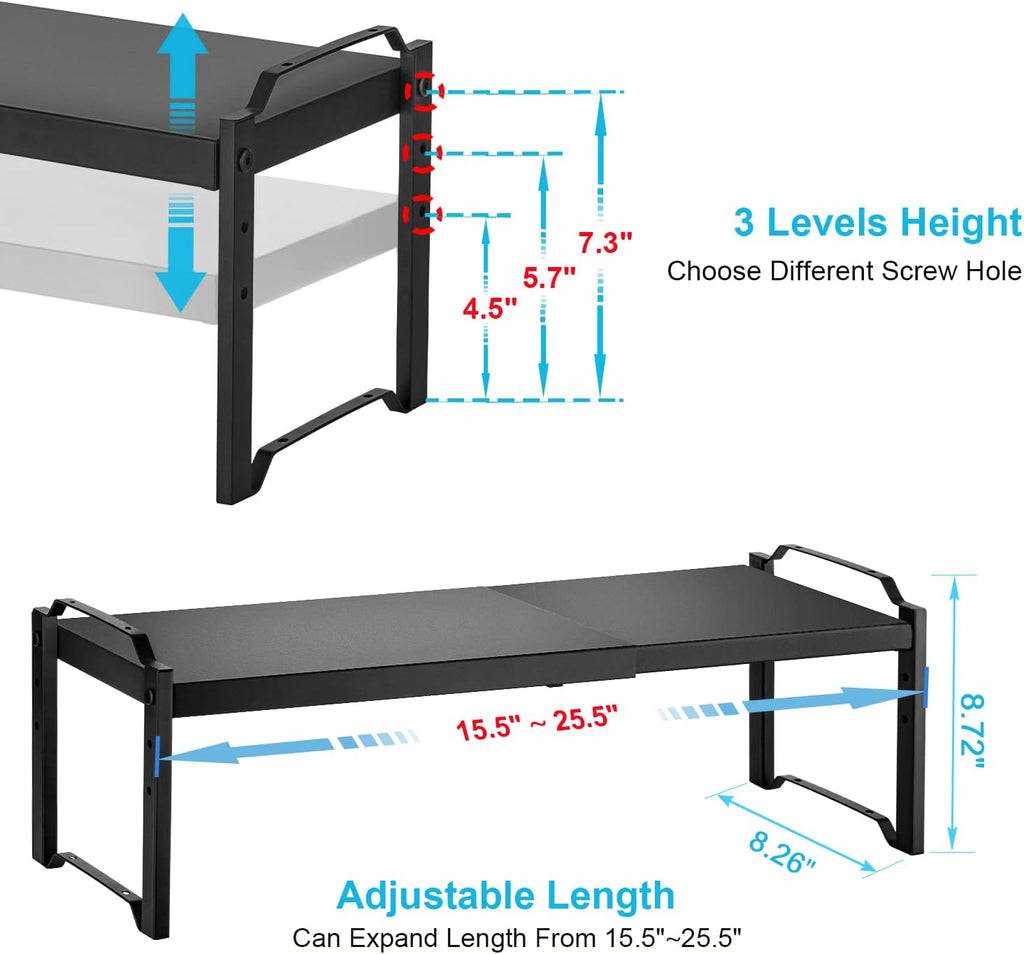 Expandable stackable cabinet shelves, 2-pack, black – view 2