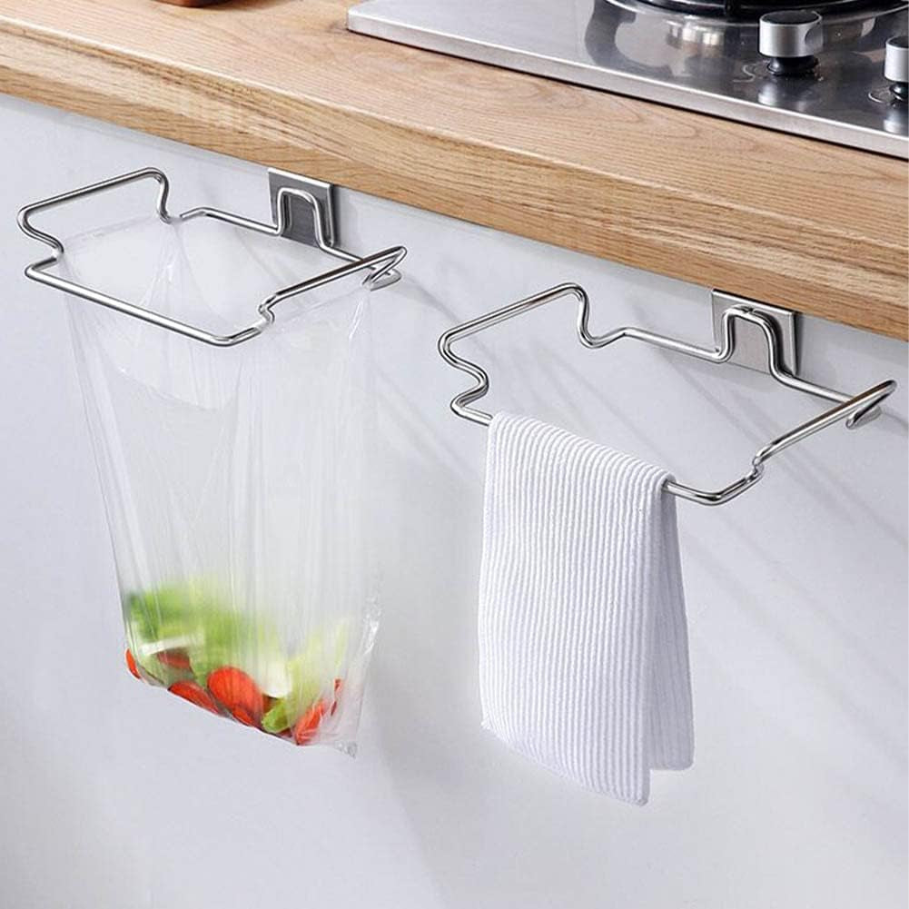 Stainless steel cabinet door trash bag holder – view 6